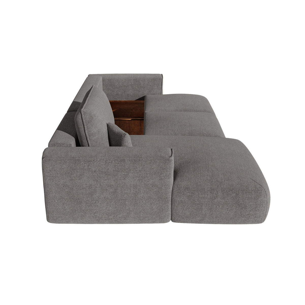 LINKSECK-SCHLAFSOFA mit Stauraum COMO Bouclé-Stoff Graphitgrau 297cm - Dunkelgrau/Graphitfarben, Textil (297/167cm) - Premium Interiors