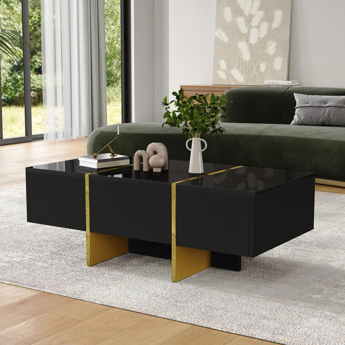 COUCHTISCH Schwarz 100/50/35 cm - Schwarz, Holzwerkstoff/Metall (100/50/35cm) - Urban Meuble