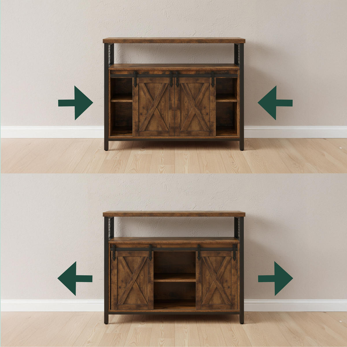 KOMODA - hnedá, kov/kompozitné drevo (100/80/33cm) - Relaxdays