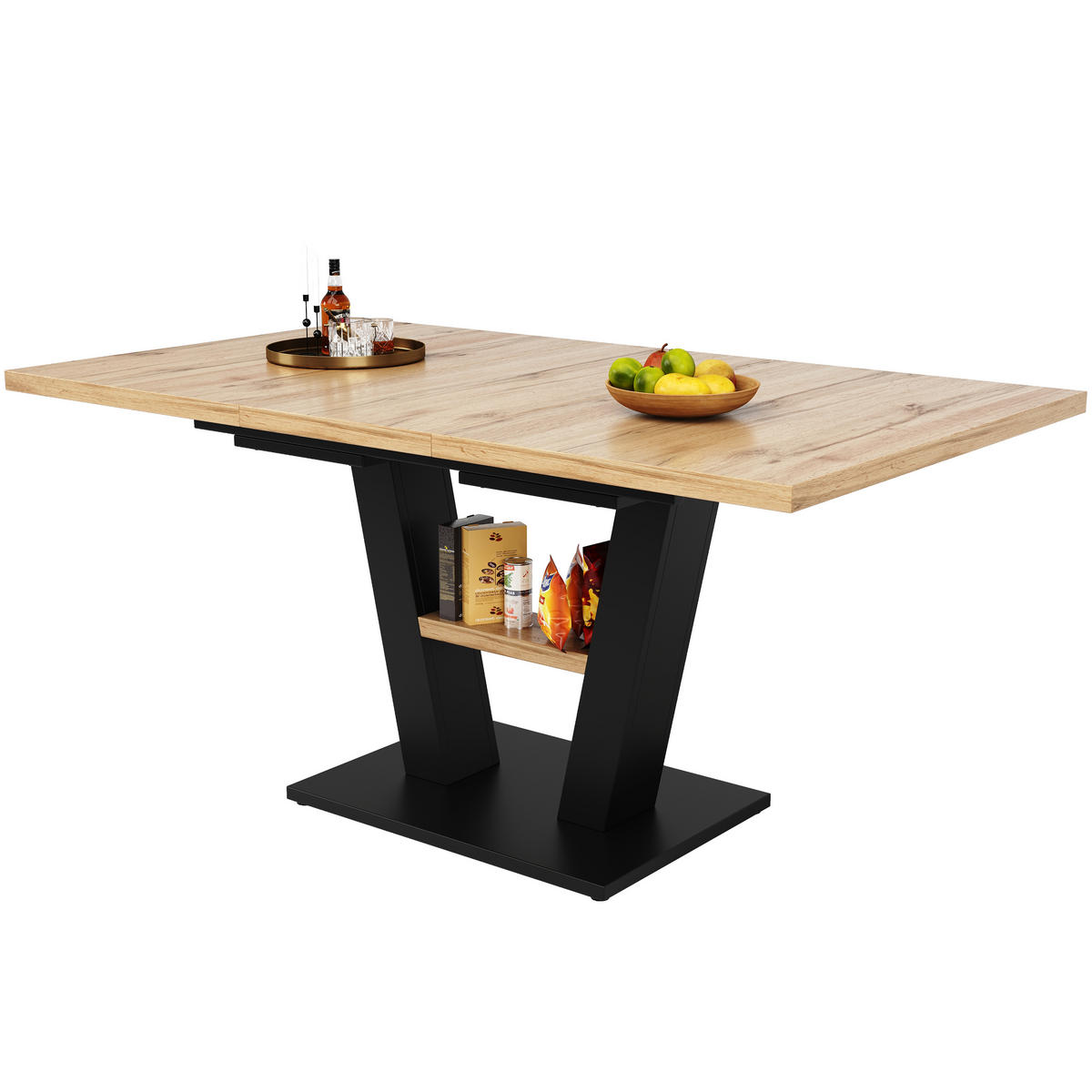 ESSTISCH Schwarzes und natürliches Holz 157/70/75 cm - Kirschbaumfarben/Schwarz, Holz/Metall (70/157/75cm) - Urban Meuble