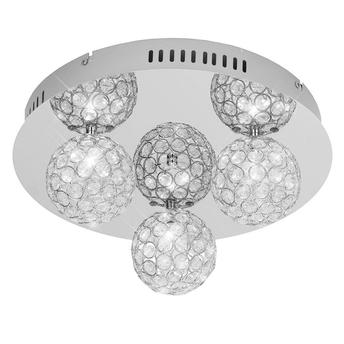 DECKENLEUCHTE Metall Silber Kristalloptik - Silberfarben, Glas (38/38/17cm) - Esto