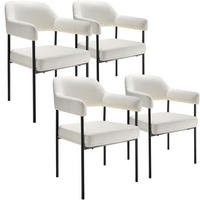 ARMLEHNSTUHL 4er Set Doé 58 x 62 x 85 cm Webstoff off-white/schwarz - Schwarz/Weiß, Textil (58/85/62cm) - tectake