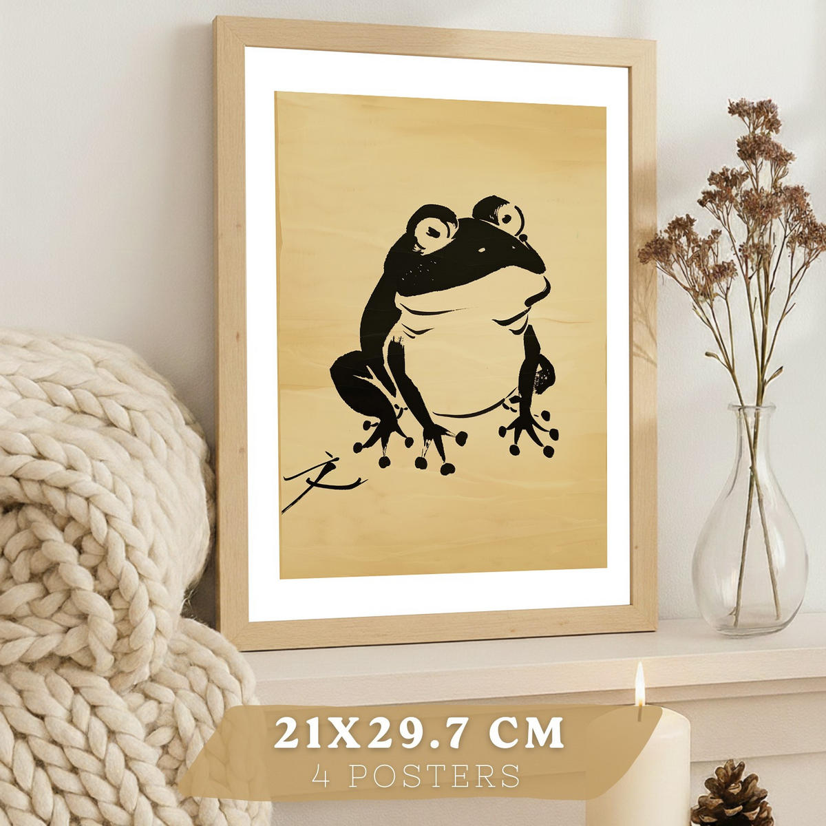 PLAKAT Sada 4 Žáby A3 bez rámu - čirá, papír (29.7/1/42cm) - Nacnic