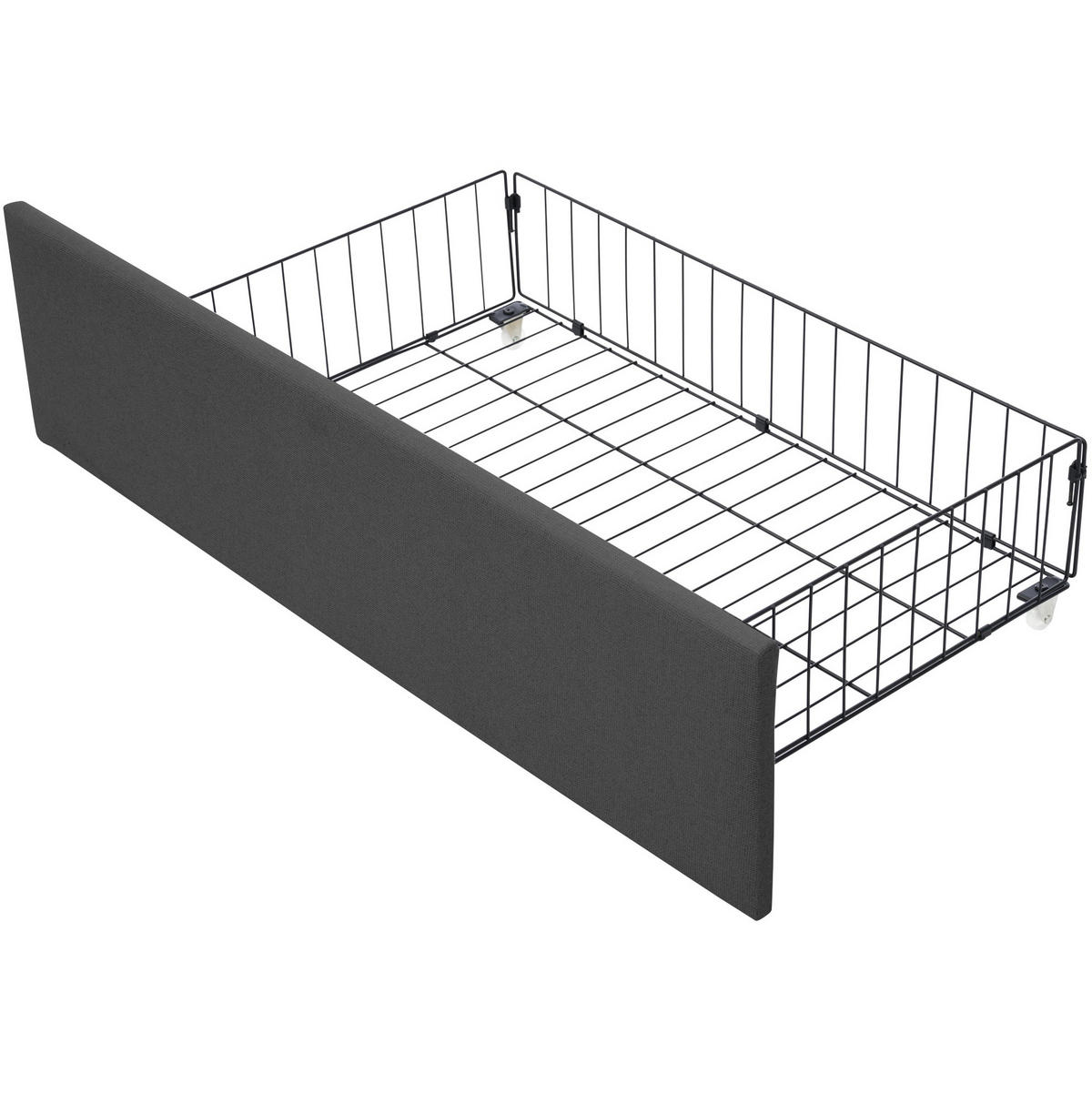 POLSTERBETT 90/200 cm Grau mit LED-Beleuchtung, USB-Anschlüssen und 2 Schubladen - Grau, Holz (90/200cm) - Flora Grace