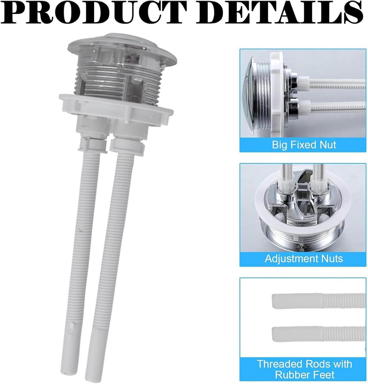 WC-SPÜLTASTE, Doppelhebel, silber, 3.8 cm Durchmesser,2er-Pack - Silberfarben, Kunststoff (5/7/11cm)