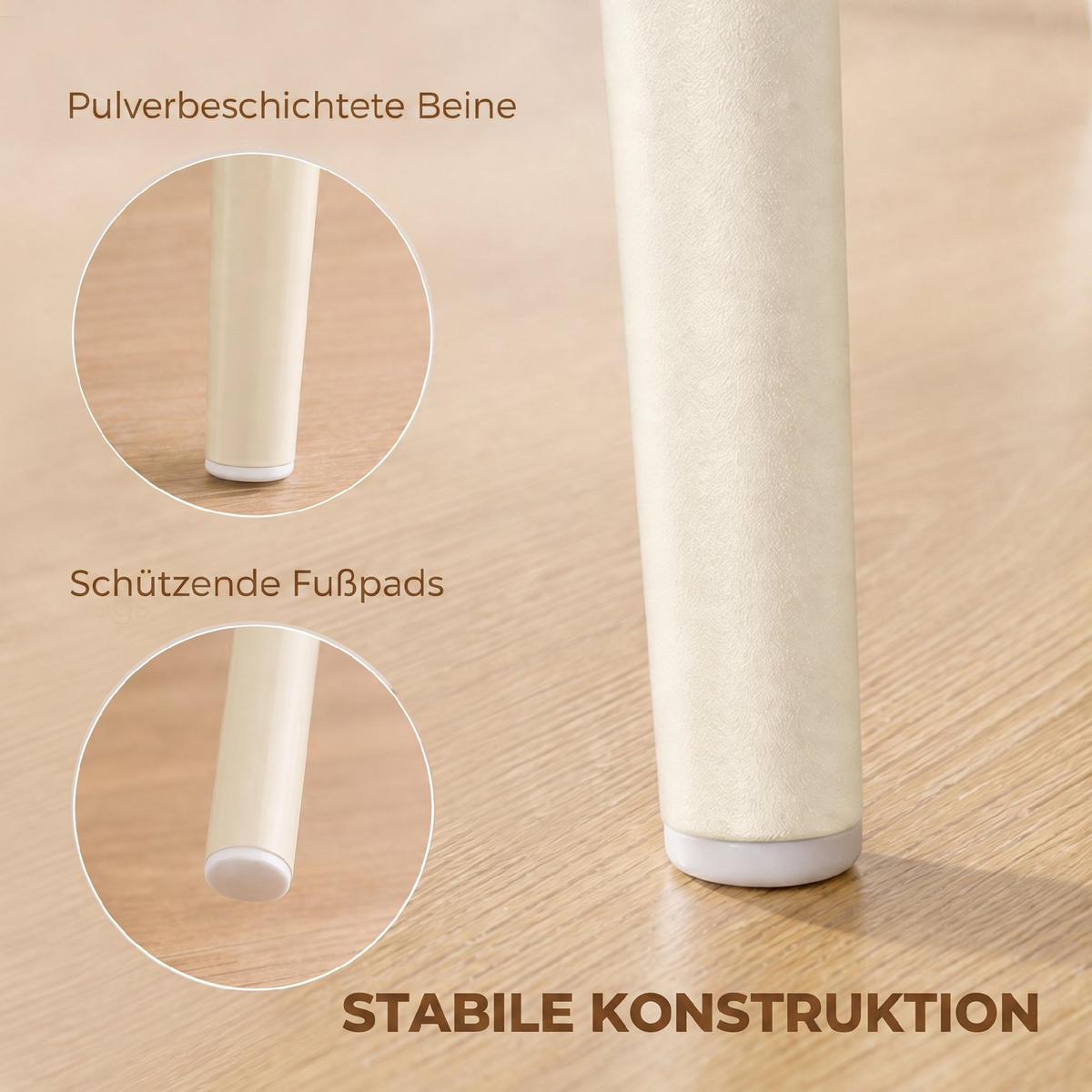 MATSALSSTOLAR i tyg med linneimitation, vit - Cremefärgad, Textil/Metall (57/85/42cm) - HOMCOM
