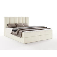 BOXBET NOLARO 160x200 cm Komplett-Set mit Bettkasten, Bonell-Matratze und Topper, Bouclé Creme - Creme, Textil (160/200cm) - Luxkor24