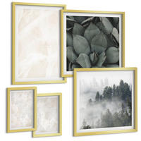 BILDER SET 5er Set - 50x50 cm & 20x30 cm & 40x60 cm Goldrahmen - Steinpastellmarmor - Goldfarben, Kunststoff (40/60cm) - TULUP