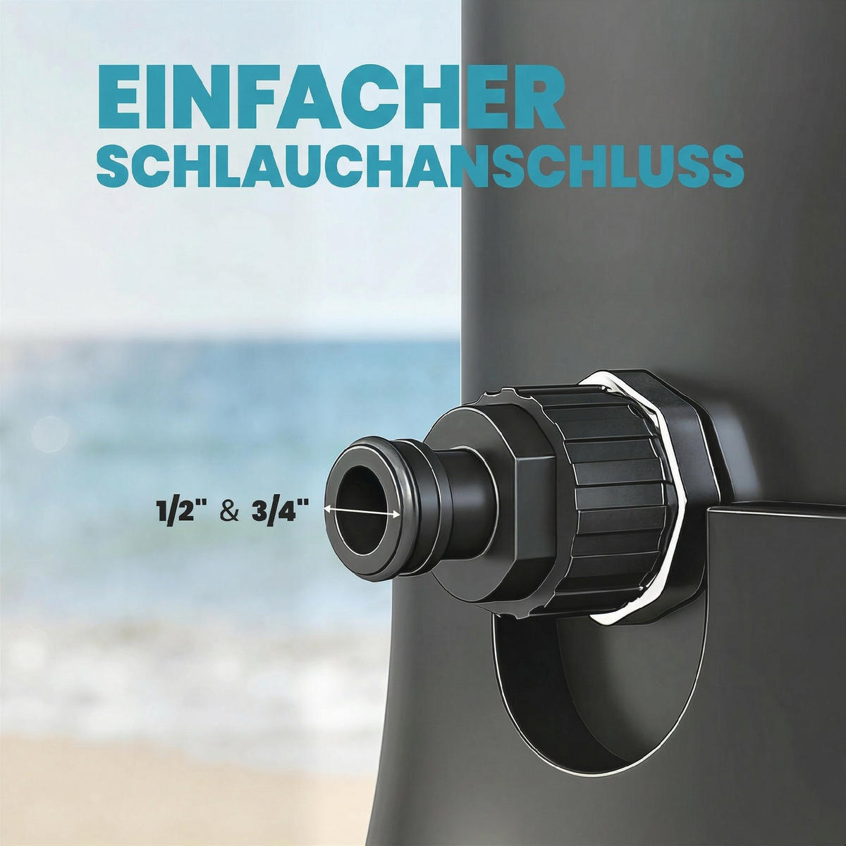 SOLARDUSCHE ABS Edelstahl Schwarz - Schwarz, Kunststoff (19.5/218.5/19.5cm) - Outsunny