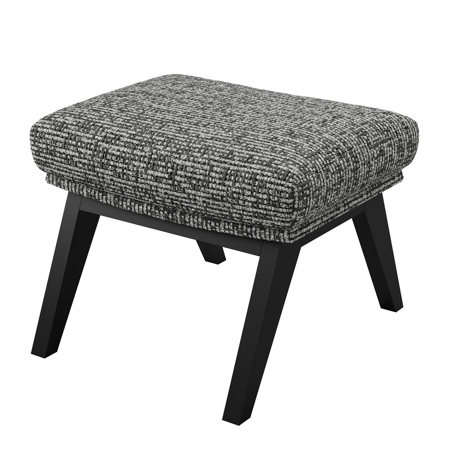 HOCKER mit Holzfüßen - Schwarz/Grau, Birkenholz/Textil (54/41/41cm) - home24