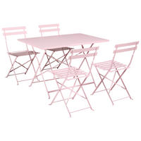 GARTENMÖBEL Set 4-Sitzer klappbar Metall Pastellrosa Fiori - Pink, Metall - Beliani