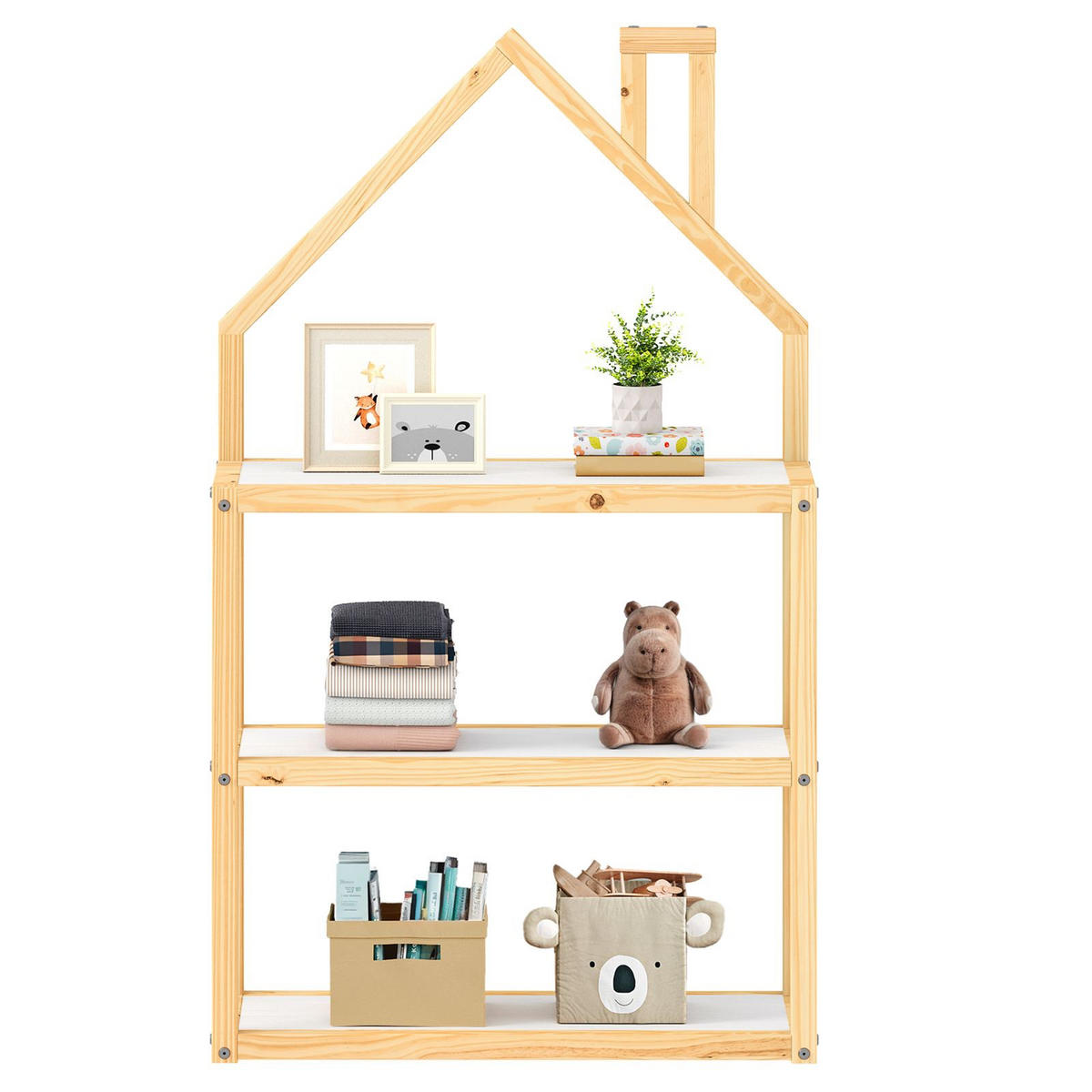 REGAL LENISE natur/weiß - Naturfarben/Weiß, Holz (83/140/24cm) - IDIMEX