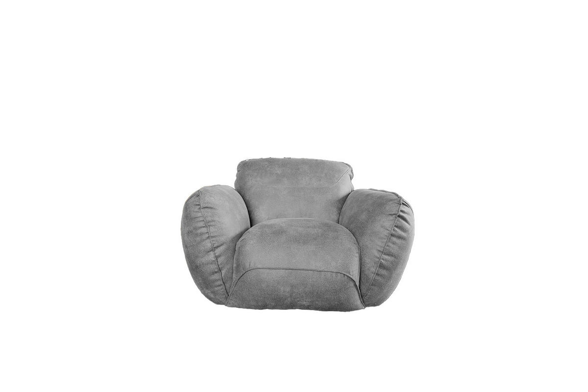 SESSEL DAVITO Grau Leder - Grau, Leder/Textil (128/88/108cm) - KAWOLA