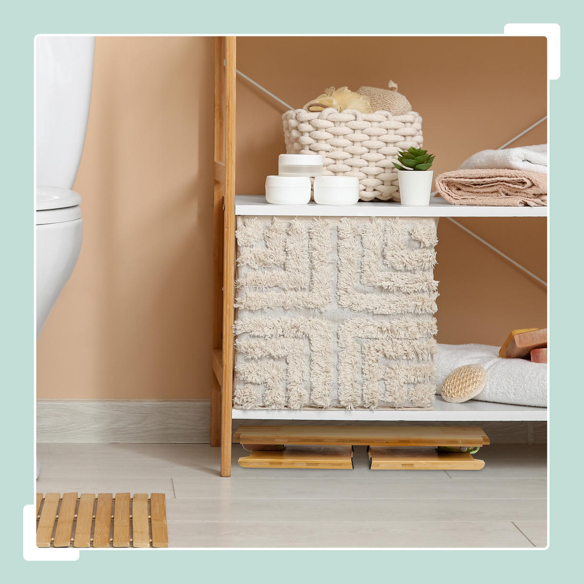 TOILETTENHOCKER - Hellbraun, Holz/Kunststoff (48.5/19/20cm) - Relaxdays