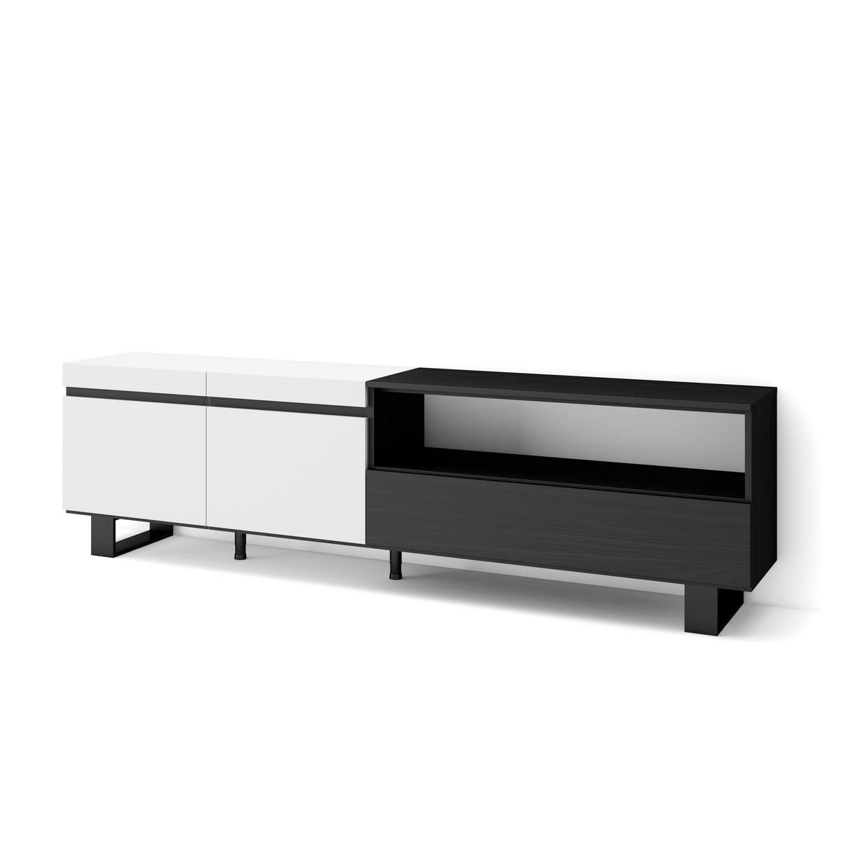 TV-SCHRANK weiß, schwarz, 200/35/57cm - Weiß, Holzwerkstoff (200/57/35cm) - Skraut Home