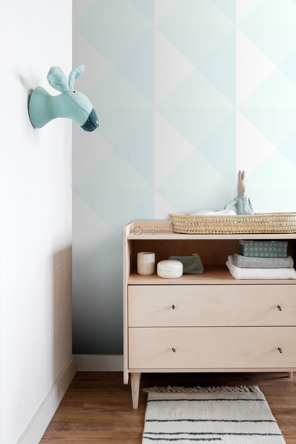 TAPETE große Dreiecke 53 cm x 10.05 m - Grün, Papier (53/1000cm) - Origin Wallcoverings