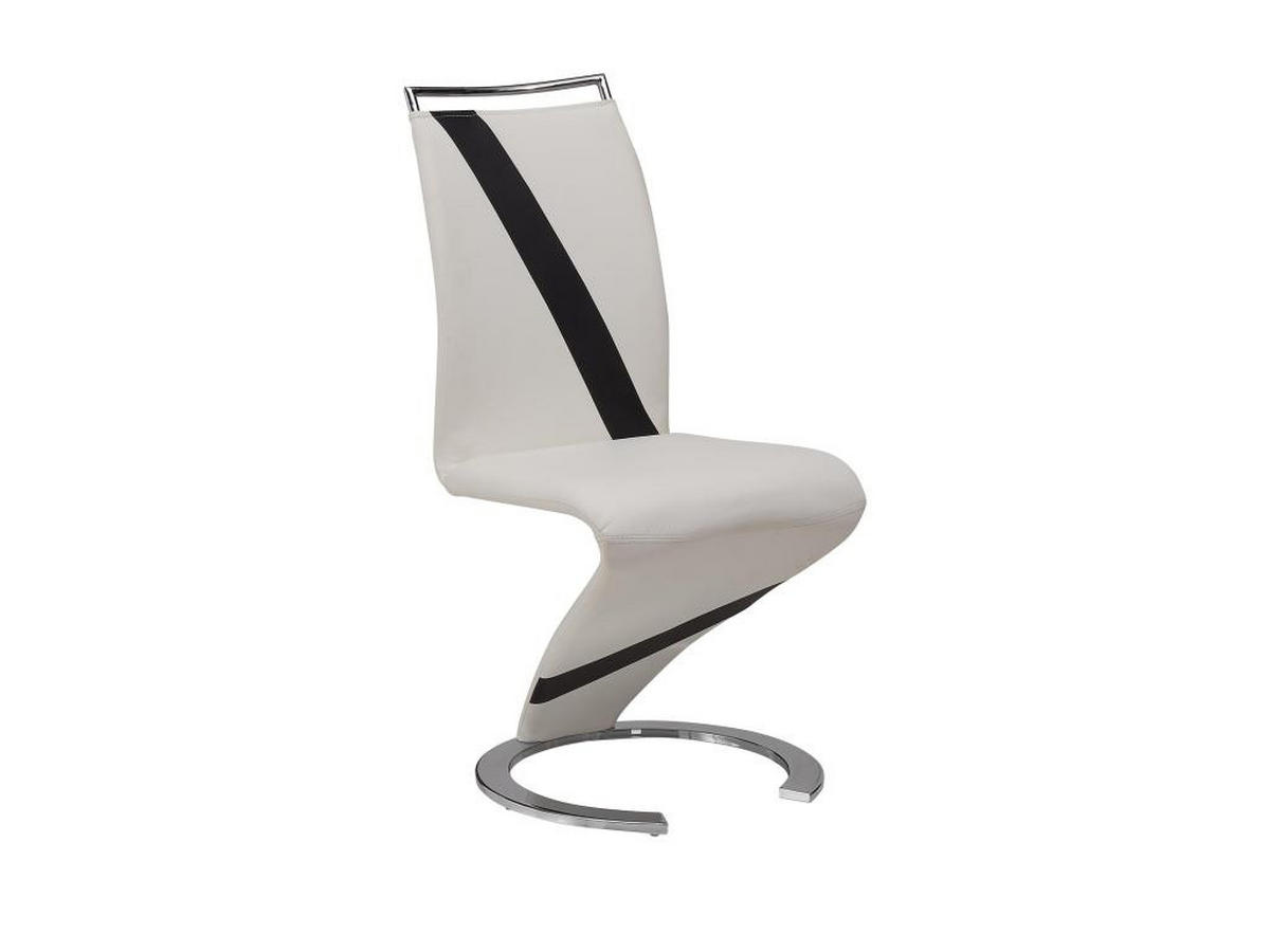 STUHL Freischwinger 2er-Set - Kunstleder - Weiß & Schwarz - TWIZY - Weiß, Leder (49/100/61cm) - Vente-Unique