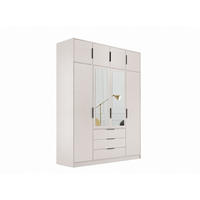 DREHTÜRENSCHRANK OBERON 196/200/57,5cm 4-türig mit Spiegel Kaschmir - Kaschmir, Holzwerkstoff (196/200/57.5cm) - MASSENO