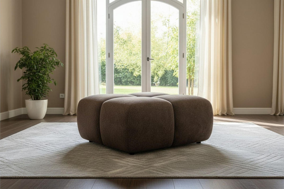 POLSTERHOCKER Vega - Dunkelbraun, Holzwerkstoff/Textil (90/45/90cm) - Fun Möbel