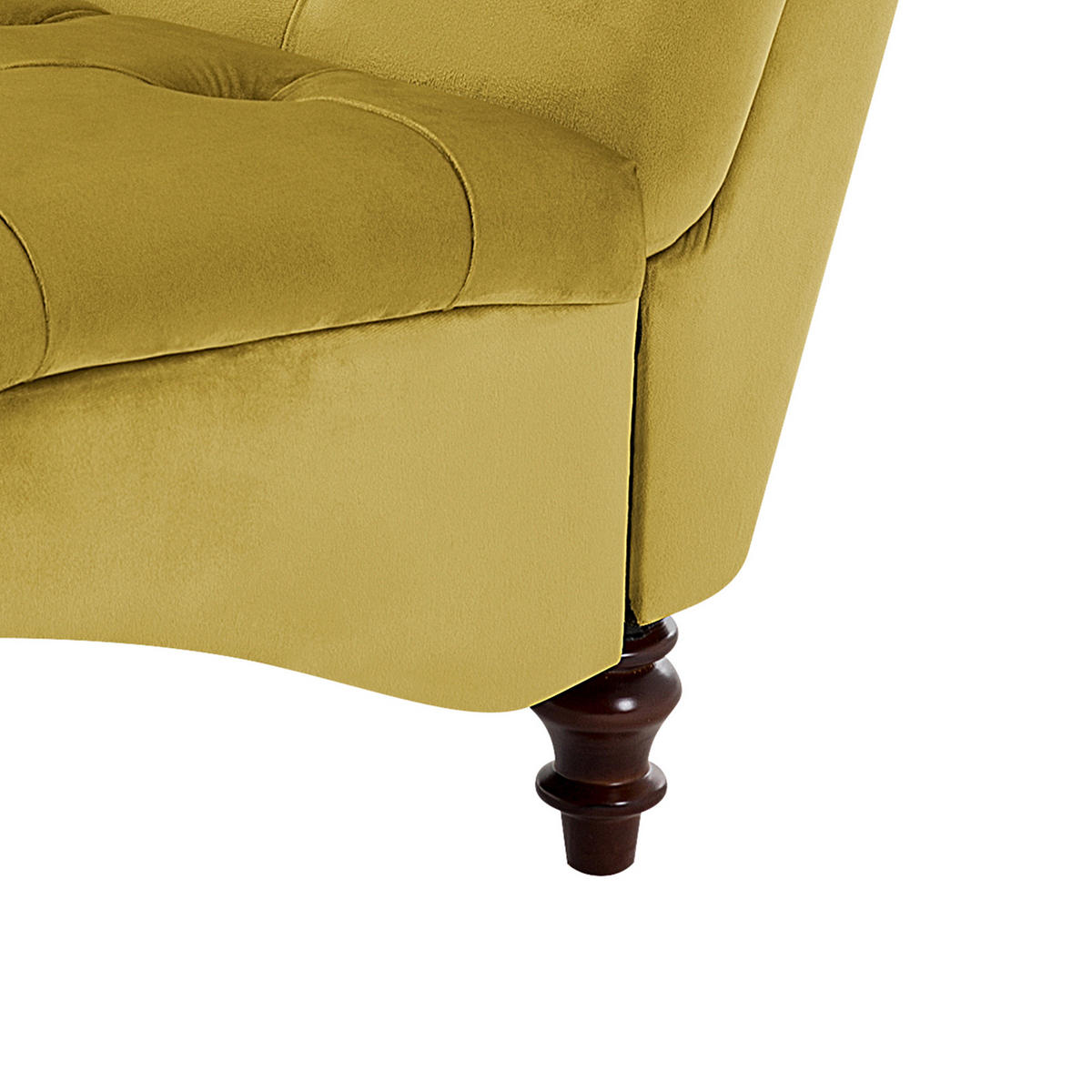 CHAISELONGUE Samtstoff senfgelb Muret - Dunkelbraun/Gelb, Textil (163/87/72cm) - Beliani