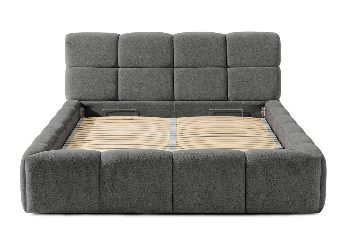 POLSTERBETT AERI 140/160/180/200 mit Rahmen und Bettkasten, grau - Grau, Holz/Holzwerkstoff (140/200cm) - KONSIMO®