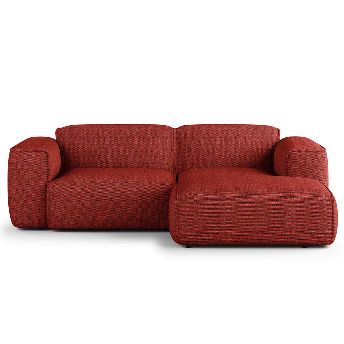 ECKSOFA mit XL-Longchair - Rot/Schwarz, Kunststoff/Textil (260/171cm) - home24