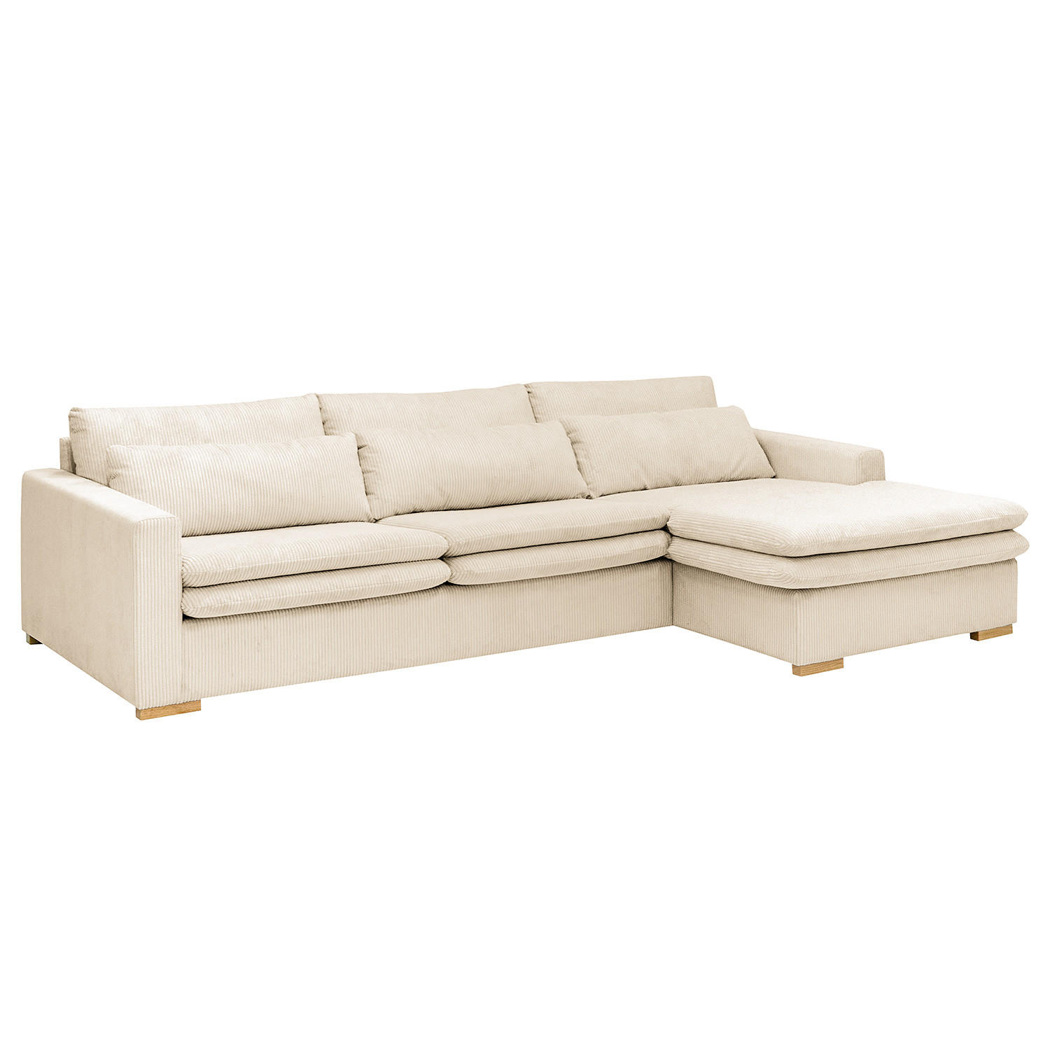 ECKSOFA mit Longchair - Creme, Textil (299/164cm) - home24