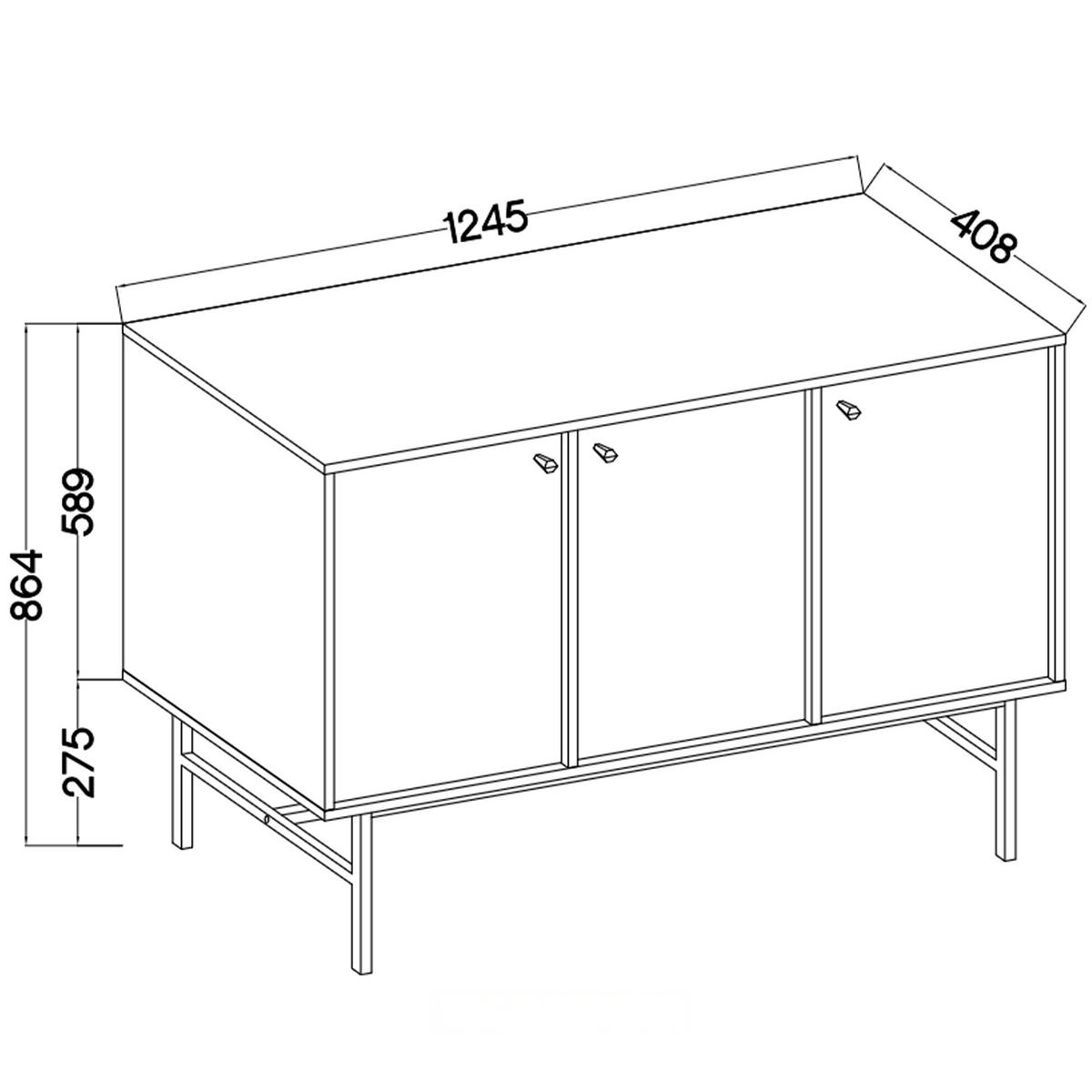 KOMMODE FLOREN, Creme/Gold - Creme, Holzwerkstoff/Metall (124.5/86.4/40.8cm) - KONSIMO®