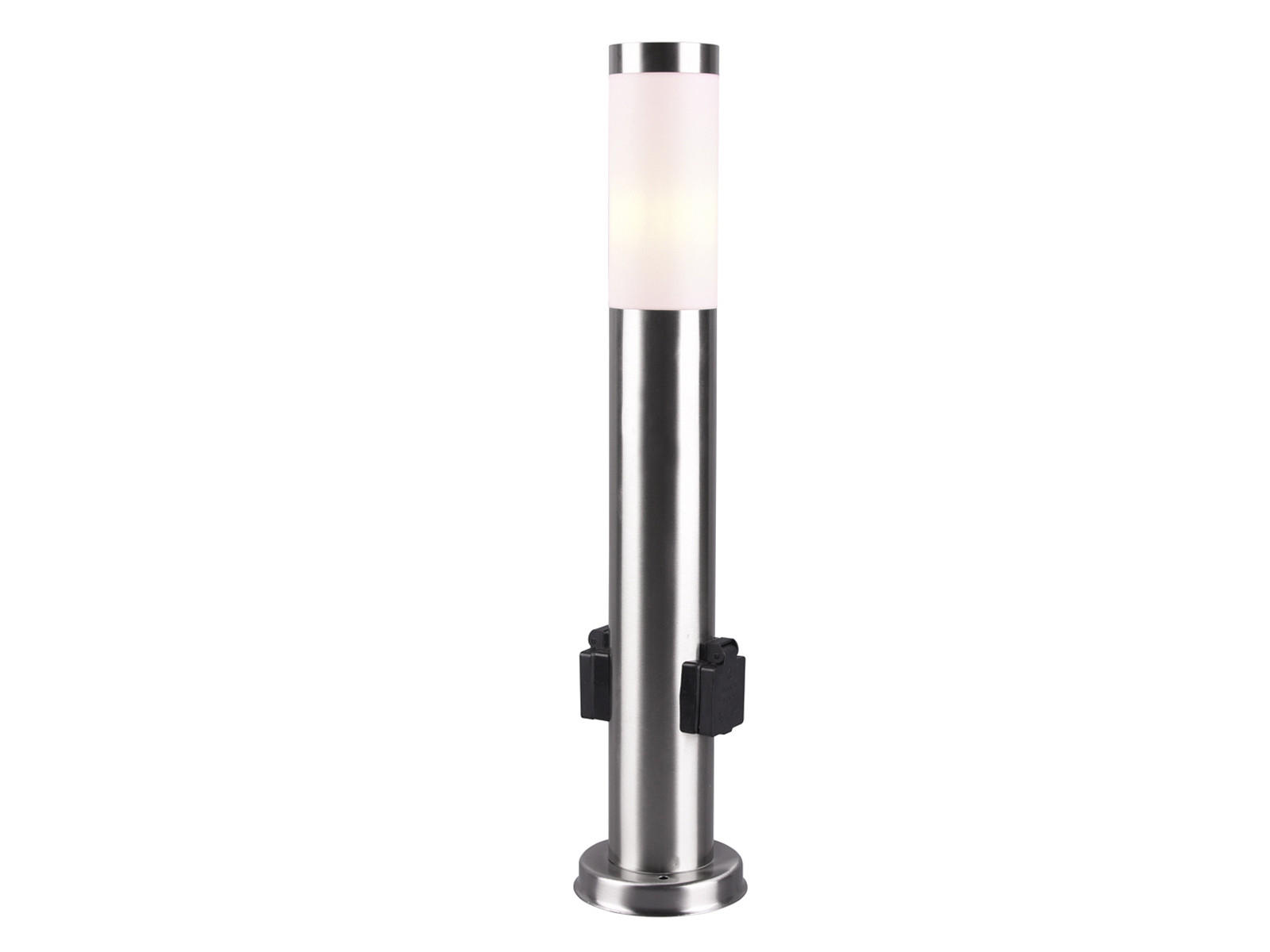 WEGELEUCHTE mit 2 Steckdosen aus Edelstahl, Höhe 60cm - Silberfarben, Kunststoff/Metall (13/60/13cm) - meineWunschleuchte