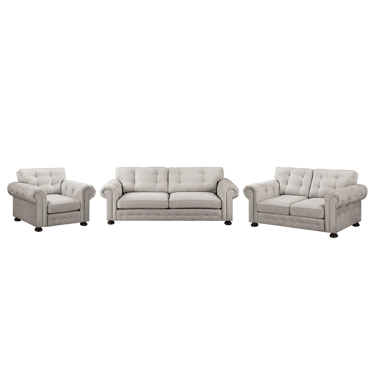 POLSTERGARNITUR (3-2-1) - Microfaser - Grau, Textil (1/1/1cm) - home24