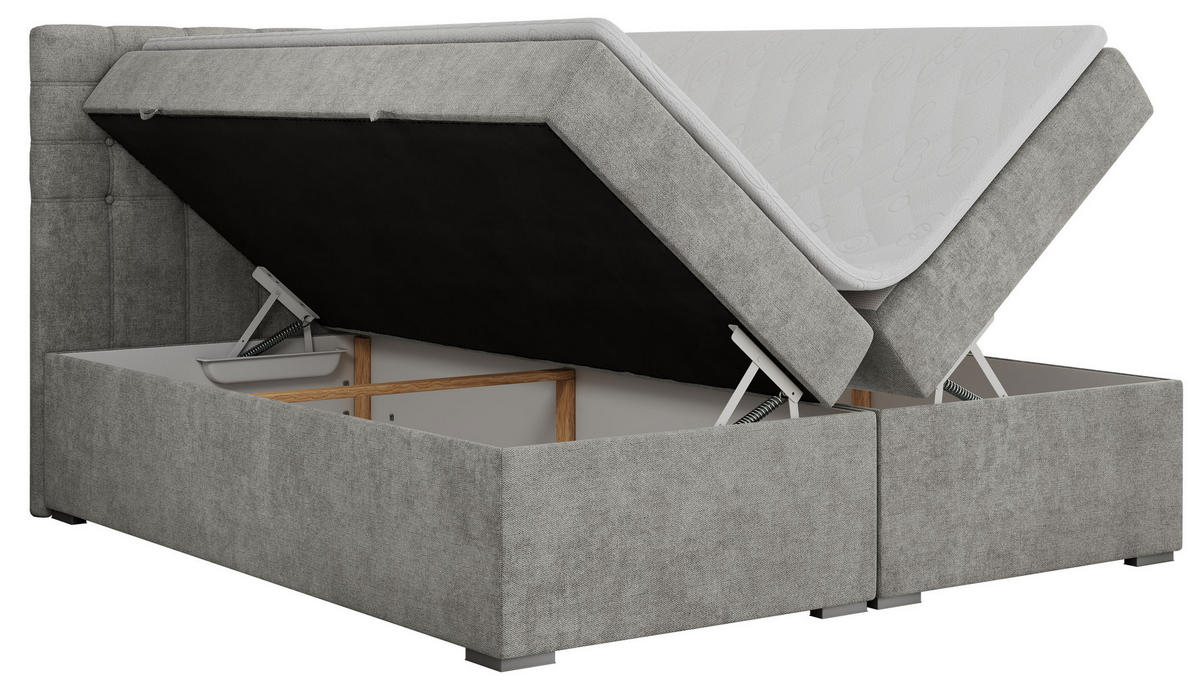 BOXBETT SUSAN 120/200 Hellgrau Struktur - H3 - Hellgrau, Holz/Textil (120/200cm) - MKS