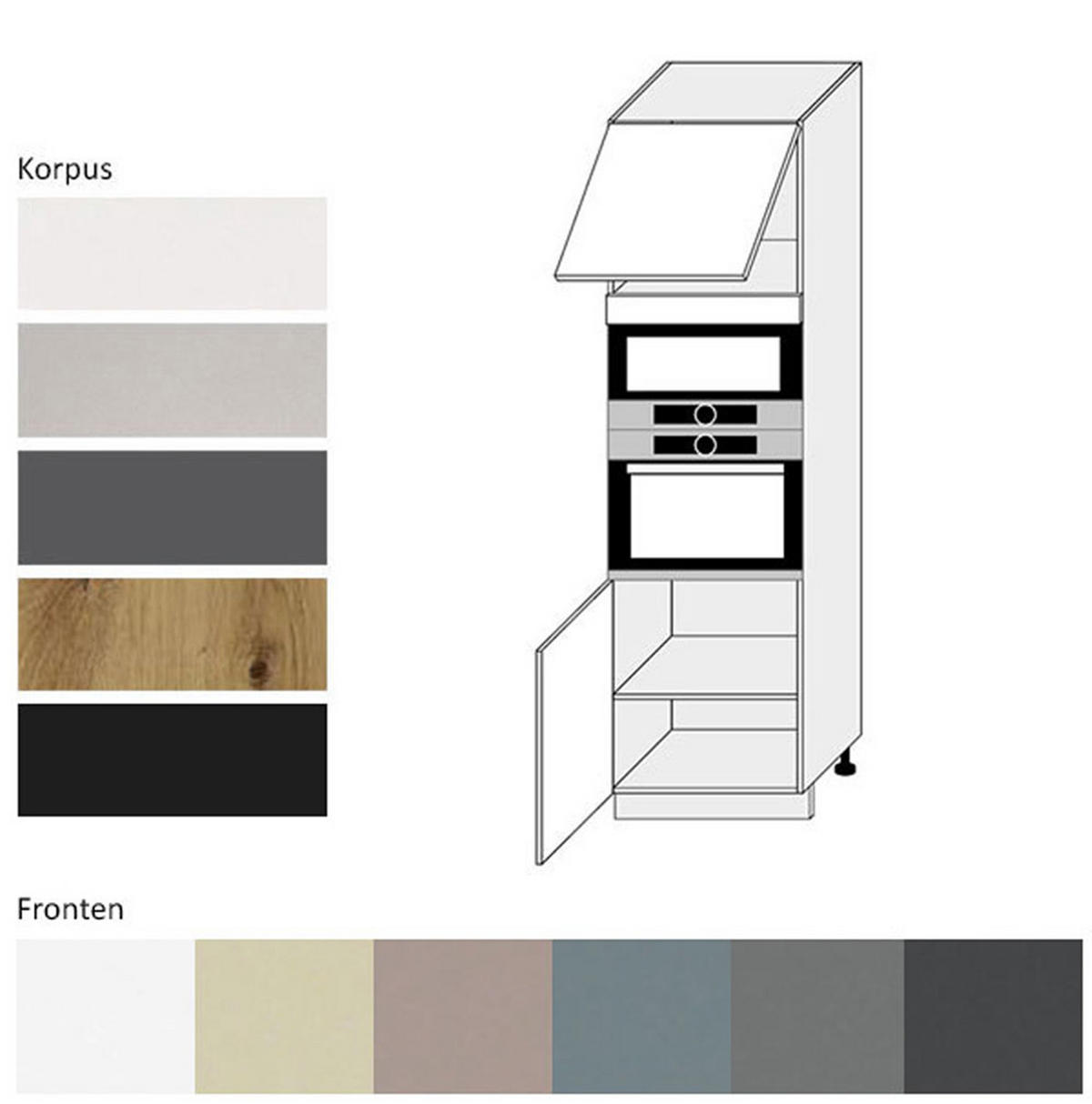 BACKOFEN-HOCHSCHRANK Kvantum D14/RU/60/207 Beige Matt / Schwarz Matt 60 / 59 / 207cm - Beige/Schwarz, Holz/Holzwerkstoff (60/207/59cm) - Feldmann-Wohnen