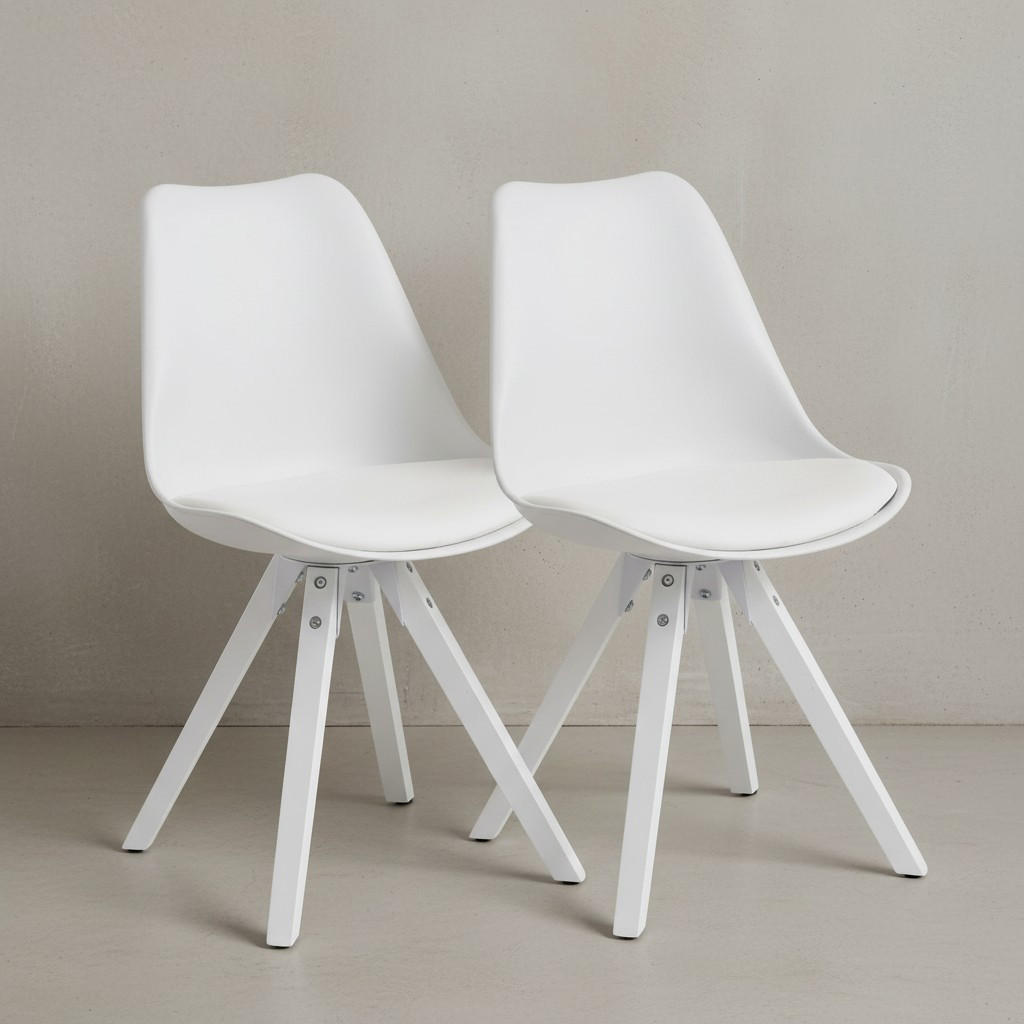 ESSZIMMERSTUHL 2er Set Kunstlederbezug mit Holzgestell Modern gepolstert, Weiß 52x49x87 cm - Weiß, Holz/Kunststoff (52/87/49cm) - KADIMA DESIGN