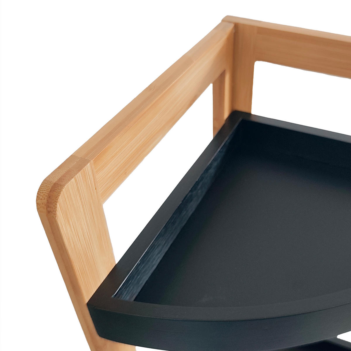 ECKREGAL Natur-Schwarz Bambus 4 Ablagen 105,5 cm - Schwarz/Naturfarben, Holz/Holzwerkstoff (23/105.5/23cm) - Relaxdays