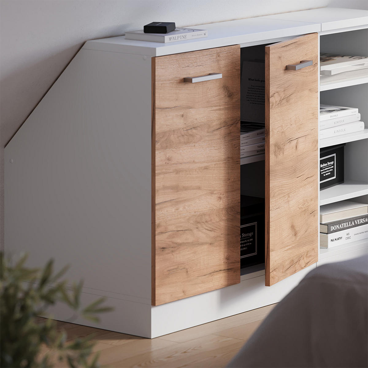 ŠIKMÁ SKRIŇA Rion Dub Goldkraft 80 x 81.6 cm s 2 dverami, korpus skrine hĺbka 60 cm - biela/dub medový, kompozitné drevo (80/83.8/60cm) - Vicco