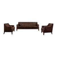 COUCHGARNITUR mit Sessel - 6 Personen - leder - schokoladenbraun Colbert - Braun, Leder/Holz (84/84/84cm) - Vente-Unique