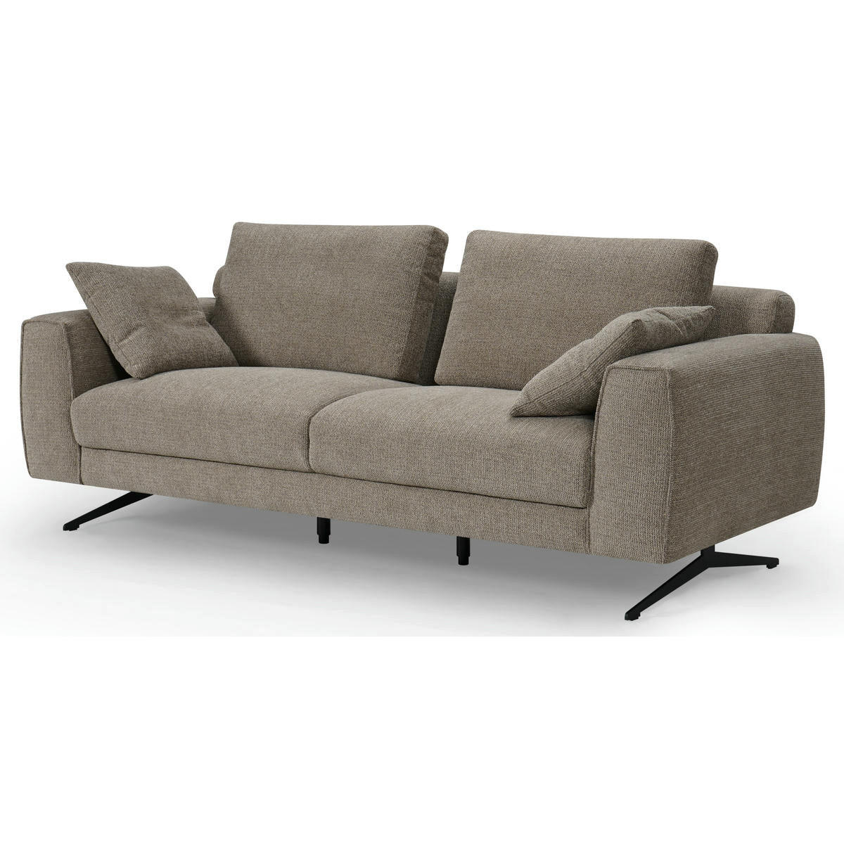 DREISITZER-SOFA Webstoff Braun - Schwarz/Braun, Textil/Metall (217/84/92cm) - Furnhouse