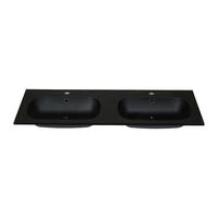 EINBAUWASCHBECKEN - 120 cm x 46 cm - Harz - Schwarz - ATIWA - Schwarz, Kunststoff (120/14.5/46cm) - Vente-Unique