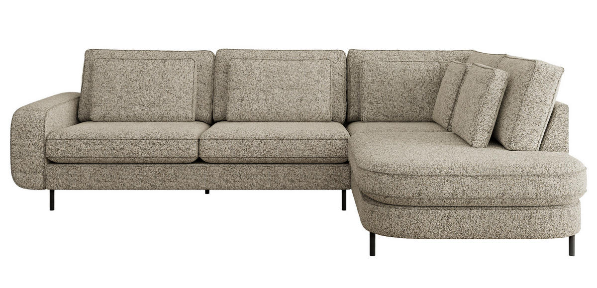 ROHOVÁ SEDAČKA CALENO L - Béžová Strukturovaná látka - Levá Strana - černá/béžová, kov/textil (317/225cm) - MKS