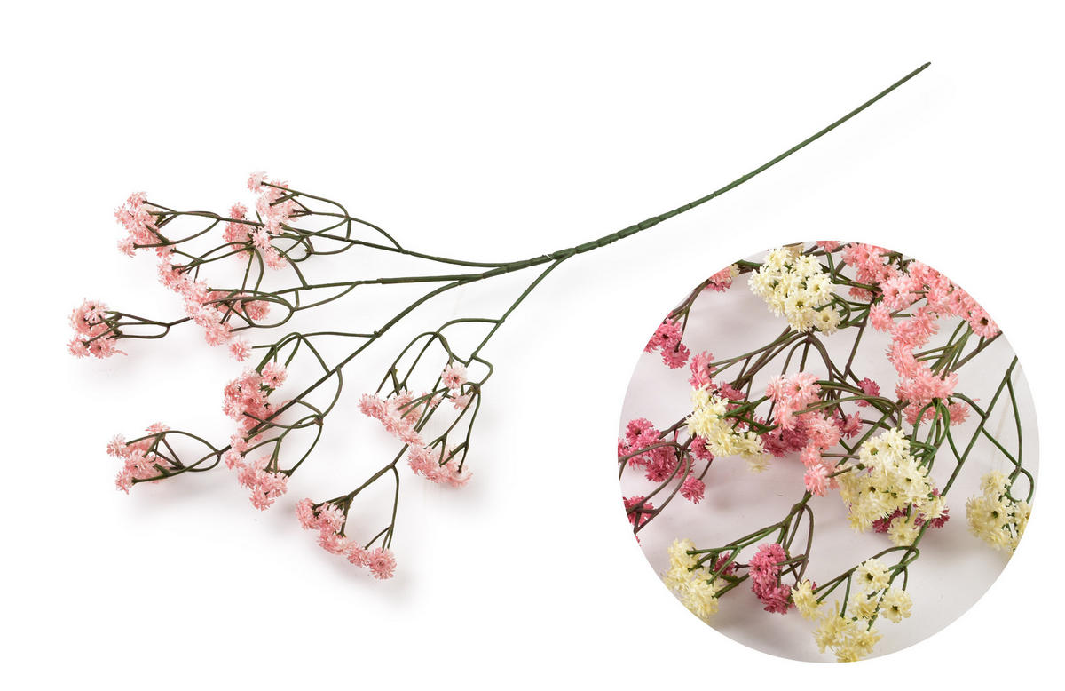 KUNSTBLUME Viridis Gipsputz Rosa 60/60/60 cm Kunstoff - Hellrosa, Kunststoff (60cm) - Mondex