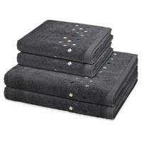 FROTTIERSET Stoneline 4-teilig - Dunkelgrau, Textil (50/100cm) - Ross