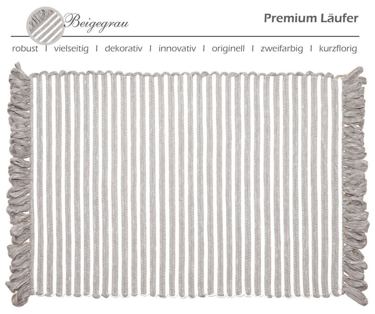 HANDGEWEBTER Läufer 50x70 cm Beige Grau - Graubraun, Naturmaterialien/Textil (50/70cm) - Lashuma