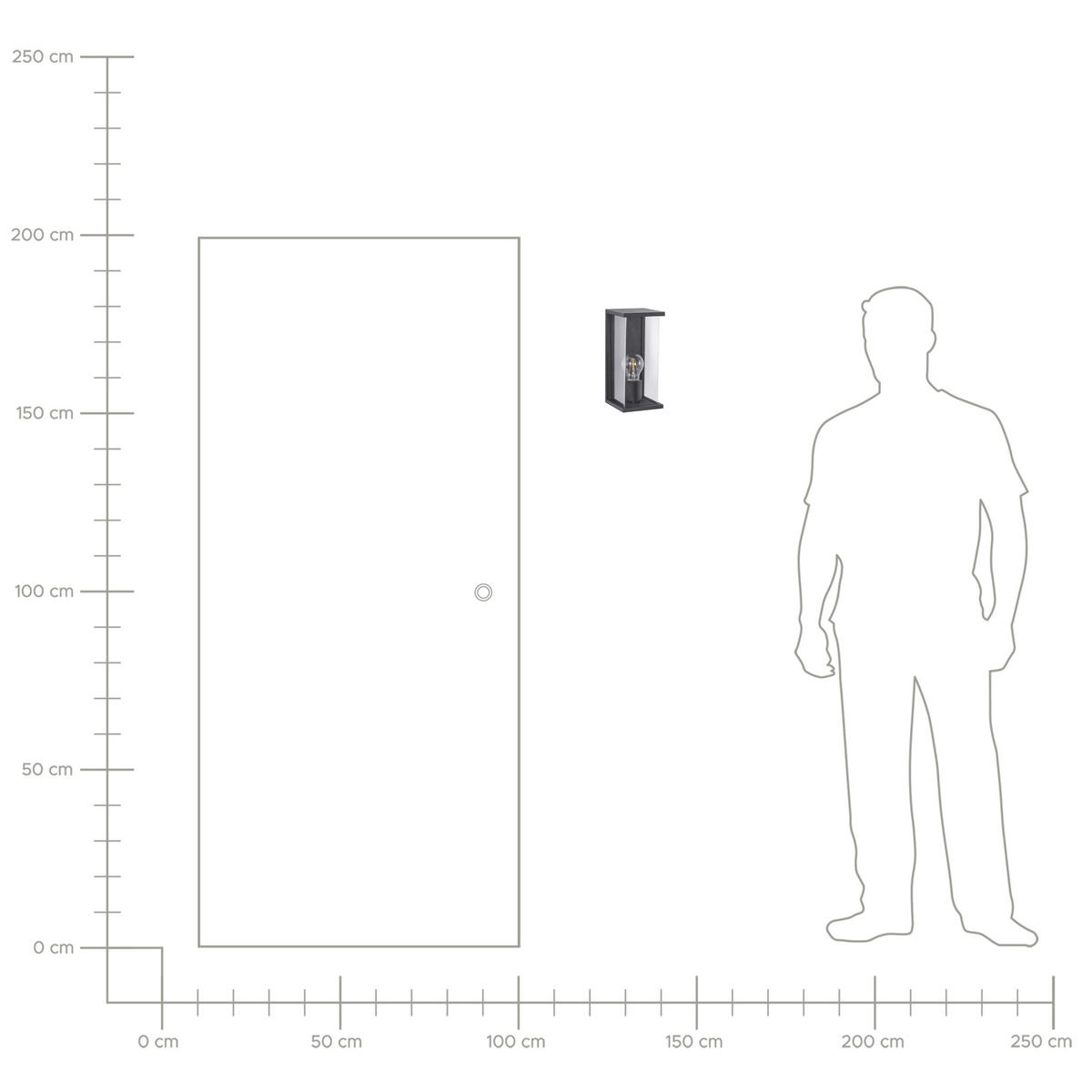 AUSSENWANDLEUCHTE Schwarz Wakal - Schwarz, Metall (12/26/13cm) - Beliani