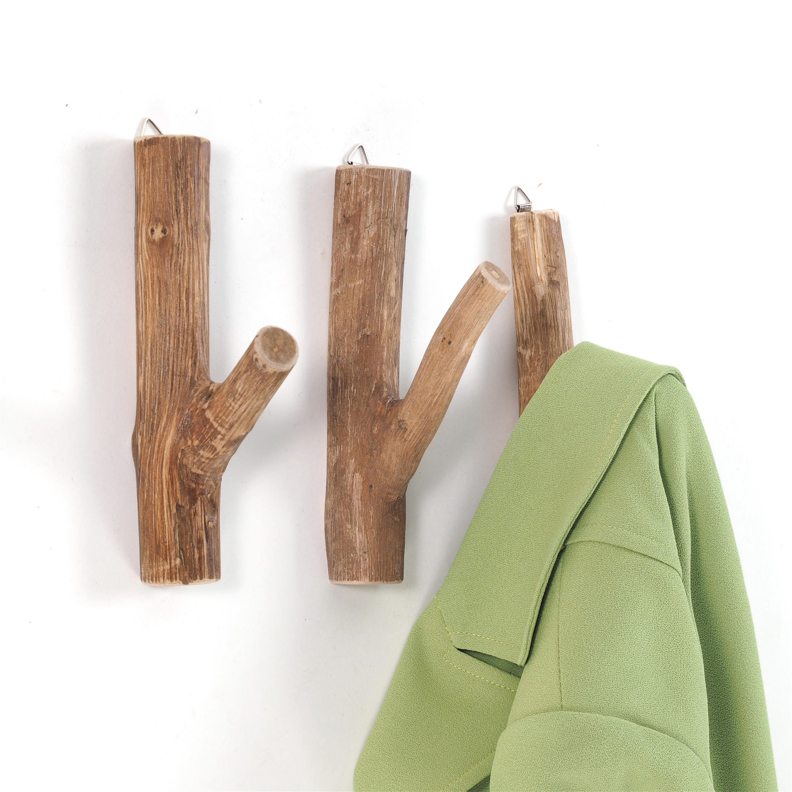 GARDEROBENHAKEN LIMB 3er Set Teakholz Wurzel naturfarben - Naturfarben, Holz (2/17/10cm) - DESIGN DELIGHTS