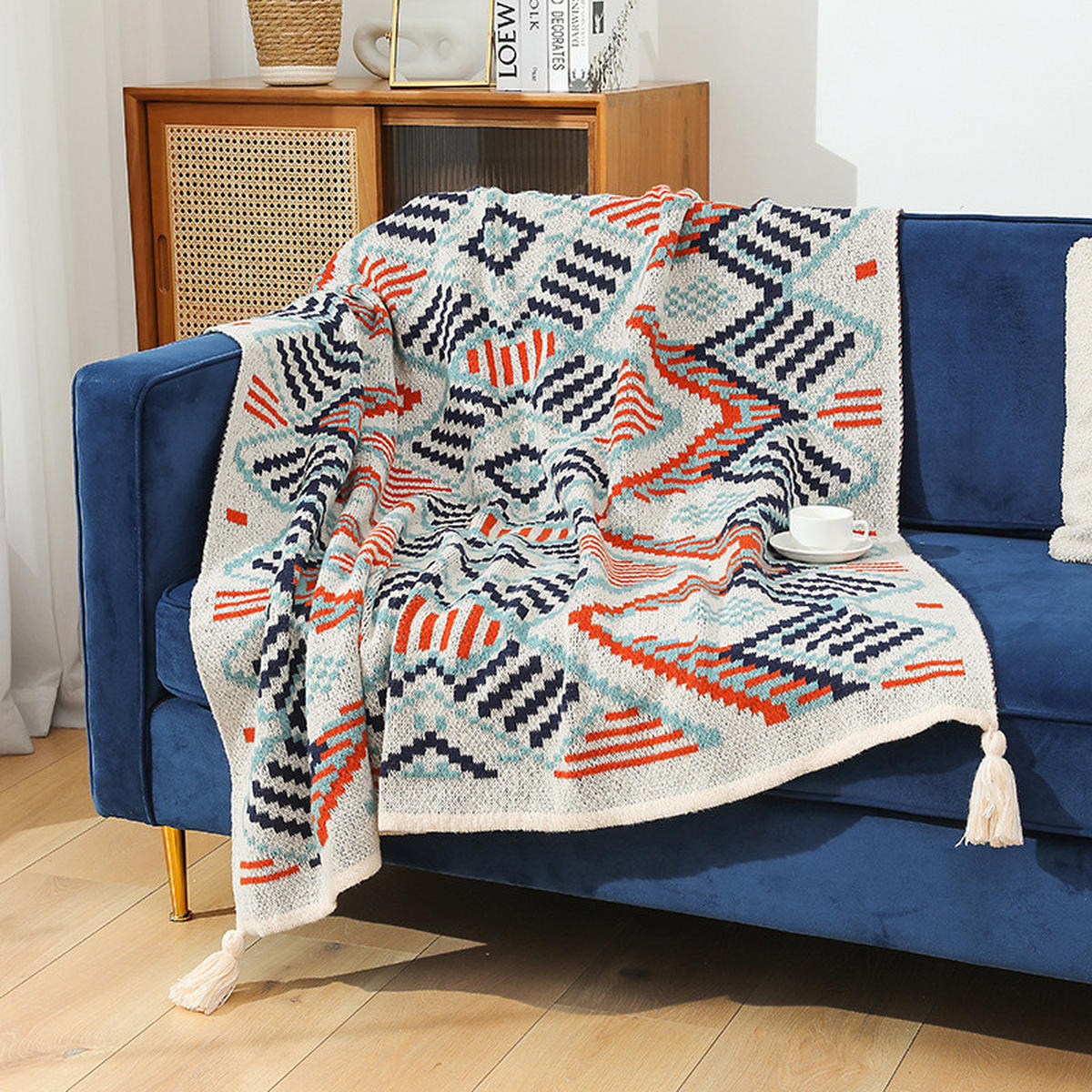 DECKE – 130 x 170 cm – Gestrickte Wohndecke mit Quasten - Multicolor, Textil (170/130cm)