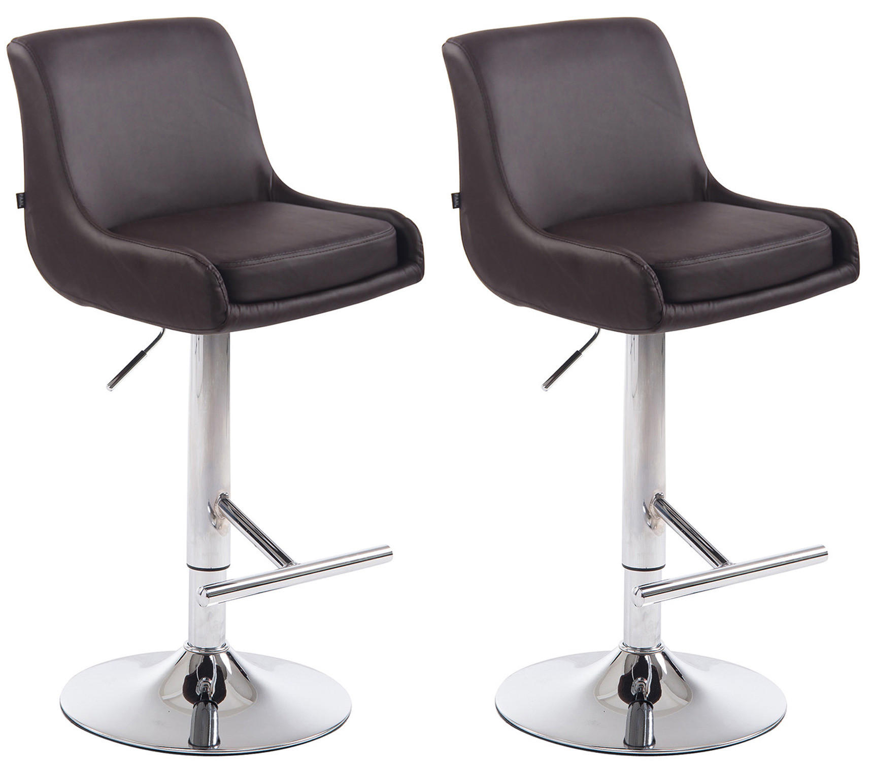 BARHOCKER Cludo, 2er Set, Gestell Metall in Chromoptik, Kunstleder Braun - Chromfarben/Braun, Kunststoff/Textil (43/100/50cm) - TPFLiving