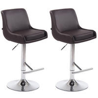 BARHOCKER Cludo, 2er Set, Gestell Metall in Chromoptik, Kunstleder Braun - Chromfarben/Braun, Kunststoff/Textil (43/100/50cm) - TPFLiving