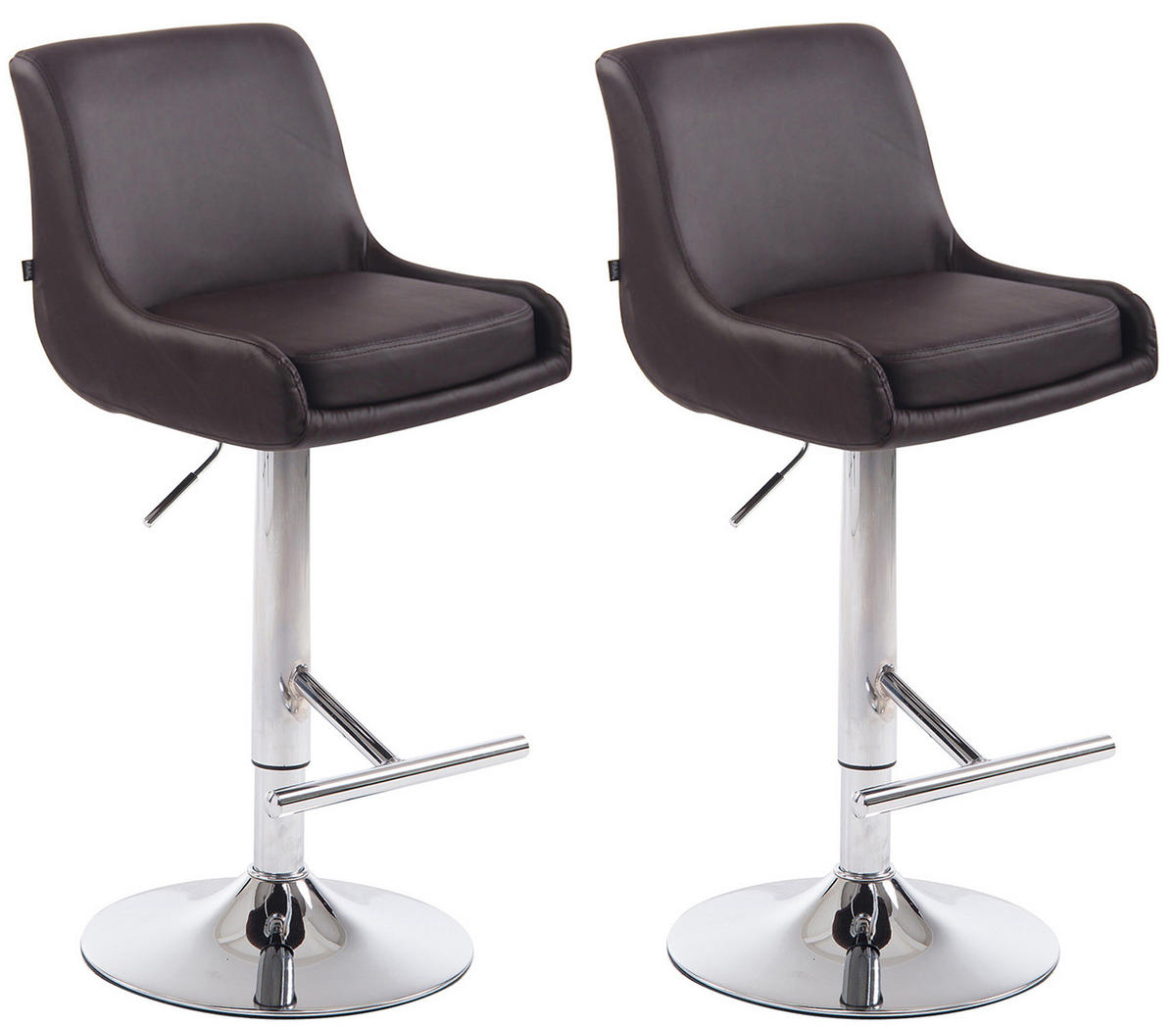 BARHOCKER Cludo, 2er Set, Gestell Metall in Chromoptik, Kunstleder Braun - Chromfarben/Braun, Kunststoff/Textil (43/100/50cm) - TPFLiving