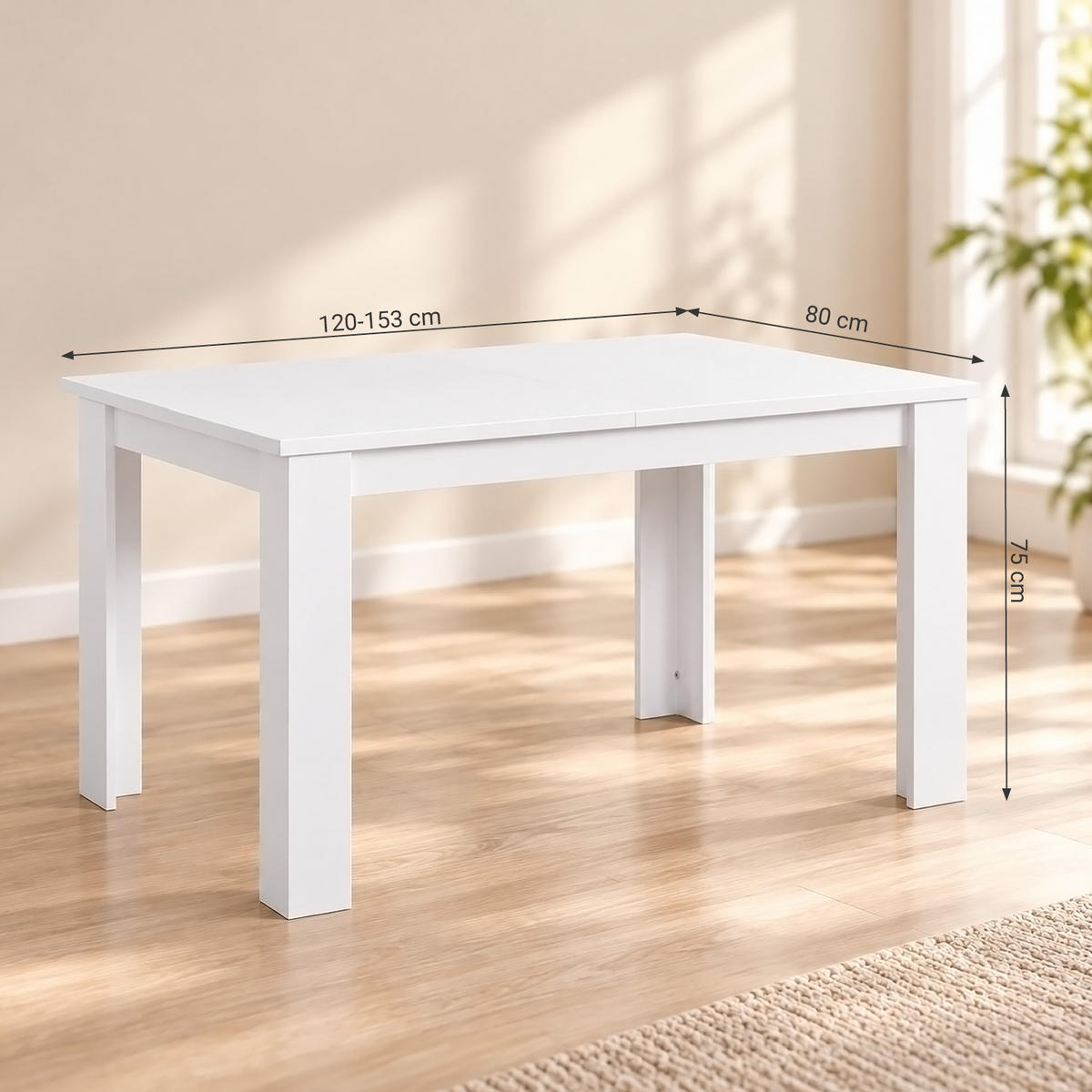 TISCHGRUPPE 120/80 cm Weiß mit 4 Stühlen schwarz - Beige/Schwarz, Holz/Kunststoff (80/80/120cm) - Homestyle4u
