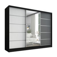 SCHWEBETÜRENSCHRANK 200 cm AURELIA 1 Farbe: Schwarz, Weiß, Graphit - Schwarz/Graphitfarben, Holzwerkstoff (200/215/60cm) - A&J MöbelLand